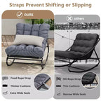 Outdoor Rocking Chair with Adjustable Papasan Design, Durable Metal Frame, Waterproof Comfort Cushion for Patio, Porch, Garden & Indoor Living Room