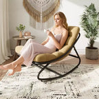 Poltrona a dondolo Papasan a forma di uovo con cuscino - Capacità 204 kg, telaio in ferro verniciato a polvere, reclinabile per interni/esterni per soggiorno, patio, portico, giardino