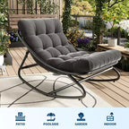 Poltrona a dondolo Papasan a forma di uovo con cuscino - Capacità 204 kg, telaio in ferro verniciato a polvere, reclinabile per interni/esterni per soggiorno, patio, portico, giardino