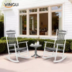 VINGLI Wooden Rocking Chair, Outdoor Chair with 450 lbs Support, Relaxing Rocker with Solid Wood High Back Seat Reclining Seat for Deck, Garden