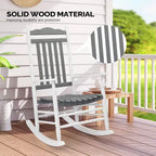 VINGLI Wooden Rocking Chair, Outdoor Chair with 450 lbs Support, Relaxing Rocker with Solid Wood High Back Seat Reclining Seat for Deck, Garden