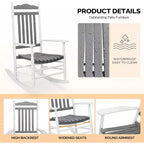 VINGLI Wooden Rocking Chair, Outdoor Chair with 450 lbs Support, Relaxing Rocker with Solid Wood High Back Seat Reclining Seat for Deck, Garden