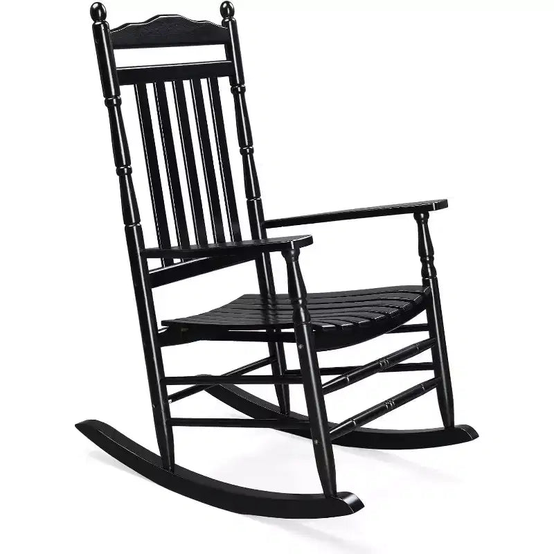 VINGLI Wooden Rocking Chair, Outdoor Chair with 450 lbs Support, Relaxing Rocker with Solid Wood High Back Seat Reclining Seat for Deck, Garden