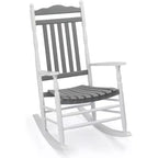 VINGLI Wooden Rocking Chair, Outdoor Chair with 450 lbs Support, Relaxing Rocker with Solid Wood High Back Seat Reclining Seat for Deck, Garden