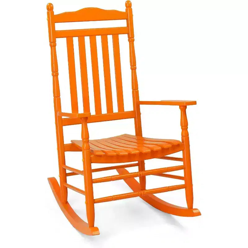 Sedia a dondolo in legno VINGLI, sedia da esterno con supporto fino a 204 kg, dondolo relax con schienale alto in legno massello, sedile reclinabile per patio, giardino