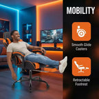 Gaming Chair with Footrest, Ergonomic Computer Chair with Headrest & Lumbar Support, Breathable Height Adjustable Game Chair for Home&Office