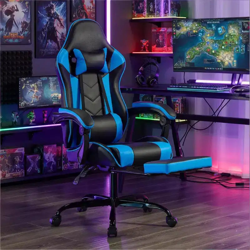 Gaming Chair with Footrest, Ergonomic Computer Chair with Headrest & Lumbar Support, Breathable Height Adjustable Game Chair for Home&Office