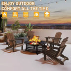 Set di 2 sedie Adirondack con portabicchieri, sedie Adirondack pieghevoli in plastica, sedie da esterno per tutte le stagioni per cortile, a bordo piscina-Panipeachy