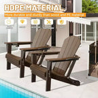 Set di 2 sedie Adirondack con portabicchieri, sedie Adirondack pieghevoli in plastica, sedie da esterno per tutte le stagioni per cortile, a bordo piscina-Panipeachy