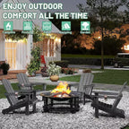 Set di 2 sedie Adirondack con portabicchieri, sedie Adirondack pieghevoli in plastica, sedie da esterno per tutte le stagioni per cortile, a bordo piscina-Panipeachy