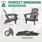 Set di 2 sedie Adirondack con portabicchieri, sedie Adirondack pieghevoli in plastica, sedie da esterno per tutte le stagioni per cortile, a bordo piscina-Panipeachy