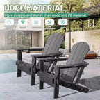 Set di 2 sedie Adirondack con portabicchieri, sedie Adirondack pieghevoli in plastica, sedie da esterno per tutte le stagioni per cortile, a bordo piscina-Panipeachy
