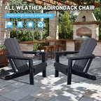 Set di 2 sedie Adirondack con portabicchieri, sedie Adirondack pieghevoli in plastica, sedie da esterno per tutte le stagioni per cortile, a bordo piscina-Panipeachy