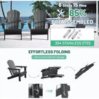 Set di 2 sedie Adirondack con portabicchieri, sedie Adirondack pieghevoli in plastica, sedie da esterno per tutte le stagioni per cortile, a bordo piscina-Panipeachy