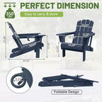 Set di 2 sedie Adirondack con portabicchieri, sedie Adirondack pieghevoli in plastica, sedie da esterno per tutte le stagioni per cortile, a bordo piscina-Panipeachy
