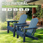 Set di 2 sedie Adirondack con portabicchieri, sedie Adirondack pieghevoli in plastica, sedie da esterno per tutte le stagioni per cortile, a bordo piscina-Panipeachy