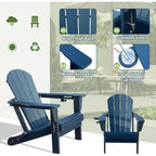 Set di 2 sedie Adirondack con portabicchieri, sedie Adirondack pieghevoli in plastica, sedie da esterno per tutte le stagioni per cortile, a bordo piscina-Panipeachy