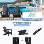 Set di 2 sedie Adirondack con portabicchieri, sedie Adirondack pieghevoli in plastica, sedie da esterno per tutte le stagioni per cortile, a bordo piscina-Panipeachy