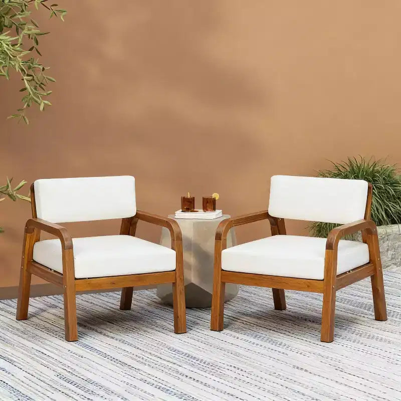 Christopher Knight Home Dawson Patio Modern Acacia Wood Club Armchair with Cushions