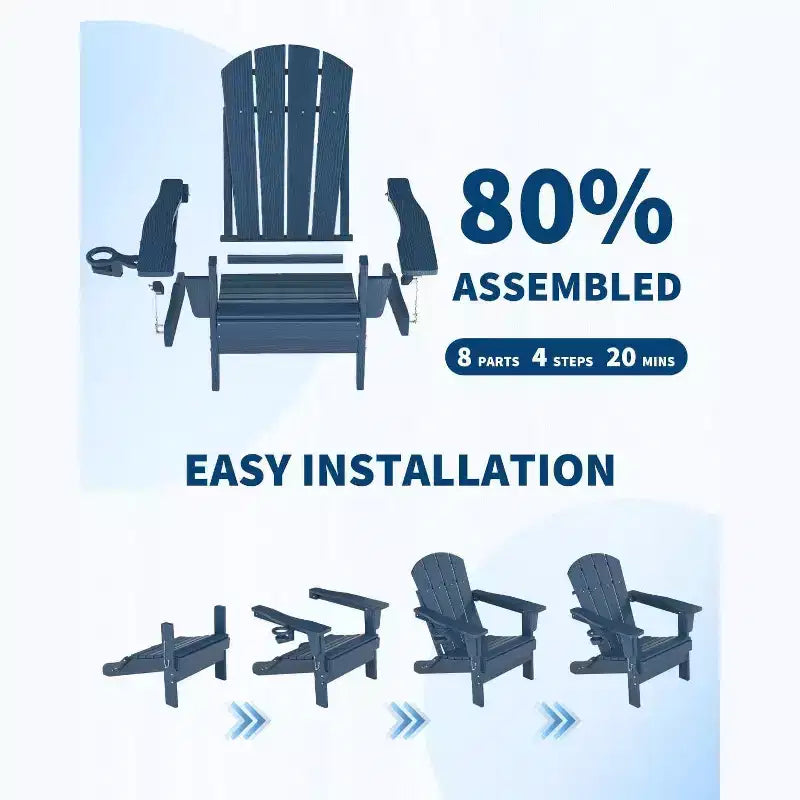 Folding Adirondack Chairs Patio Chairs Set Outdoor Adirondack Chair Weather Resistant Chair for Patio,Outside,Deck,Campfire Chairs