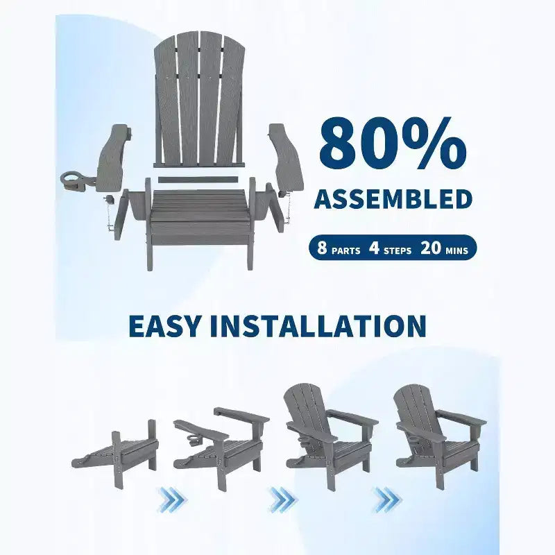 Folding Adirondack Chairs Patio Chairs Set Outdoor Adirondack Chair Weather Resistant Chair for Patio,Outside,Deck,Campfire Chairs