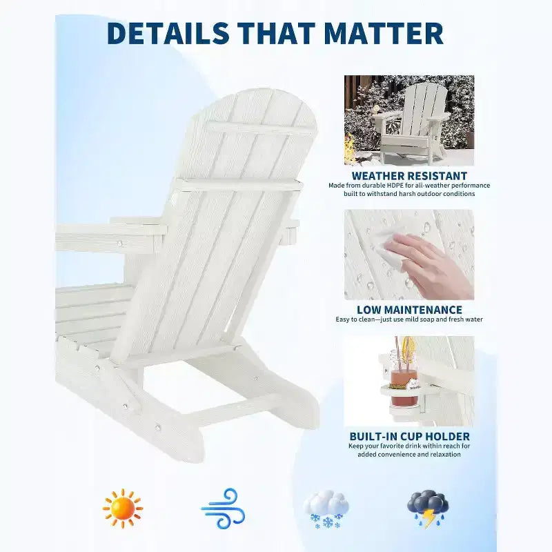 Folding Adirondack Chairs Patio Chairs Set Outdoor Adirondack Chair Weather Resistant Chair for Patio,Outside,Deck,Campfire Chairs