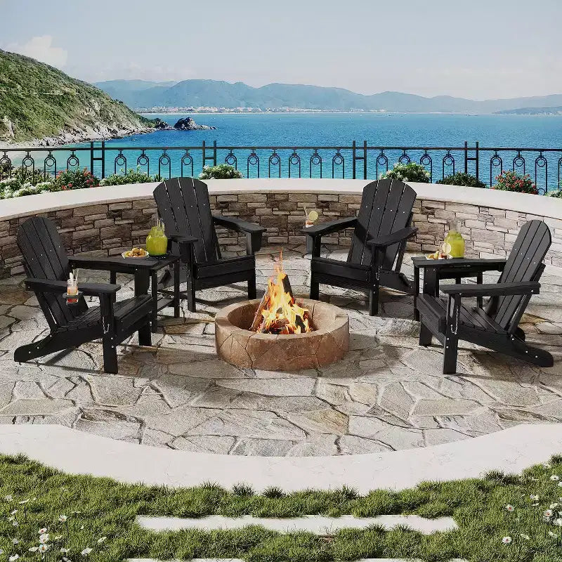 Folding Adirondack Chairs Patio Chairs Set Outdoor Adirondack Chair Weather Resistant Chair for Patio,Outside,Deck,Campfire Chairs