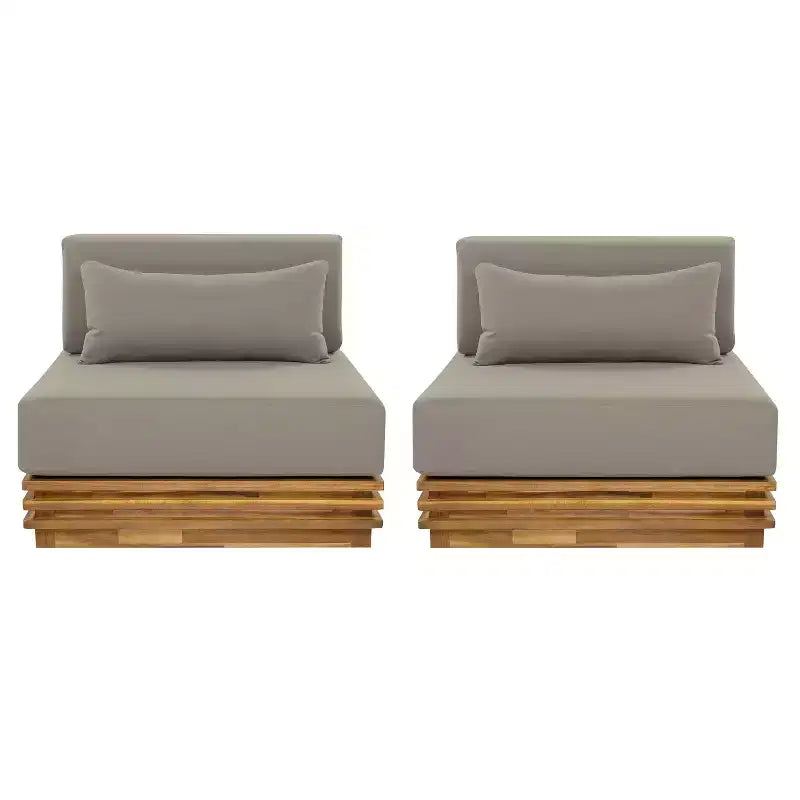 Christopher Knight Home Preston poltrona lounge oversize moderna costiera da esterno in legno di acacia con cuscini
