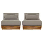 Christopher Knight Home Preston poltrona lounge oversize moderna costiera da esterno in legno di acacia con cuscini