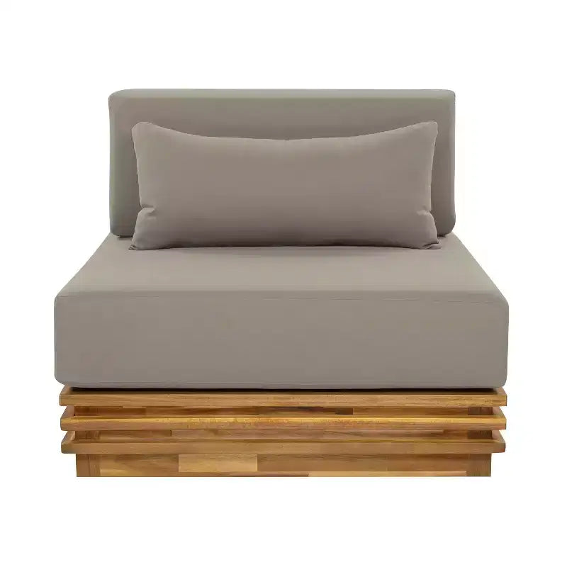 Christopher Knight Home Preston poltrona lounge oversize moderna costiera da esterno in legno di acacia con cuscini