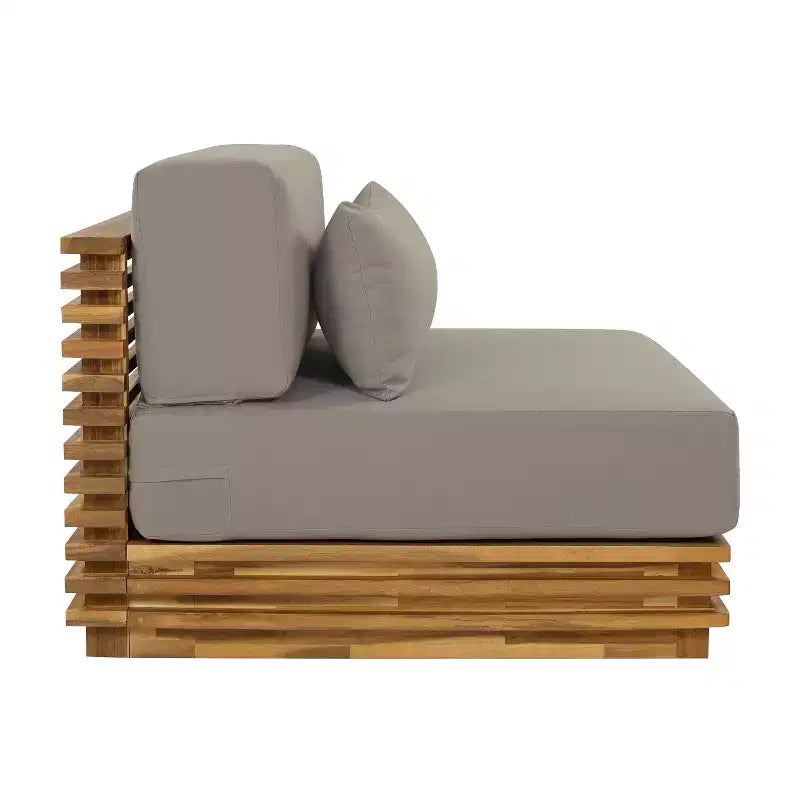 Christopher Knight Home Preston poltrona lounge oversize moderna costiera da esterno in legno di acacia con cuscini