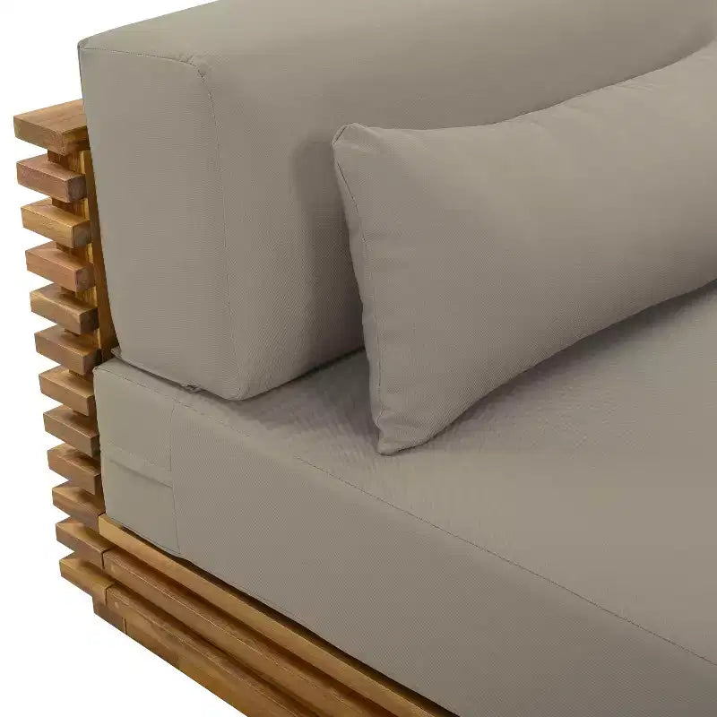 Christopher Knight Home Preston poltrona lounge oversize moderna costiera da esterno in legno di acacia con cuscini