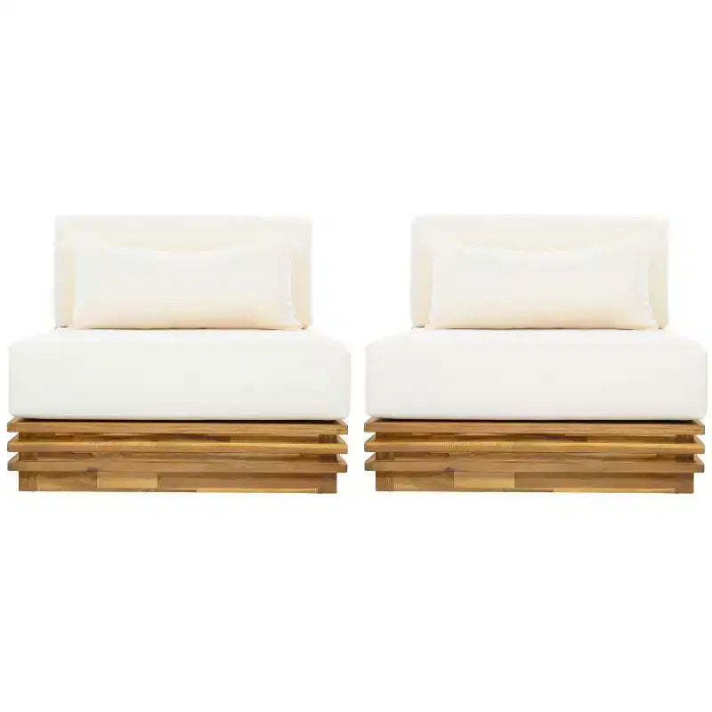 Christopher Knight Home Preston poltrona lounge oversize moderna costiera da esterno in legno di acacia con cuscini