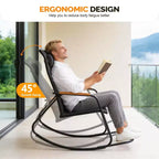 Karl Home | Teslin Patio Rocking Chair with Footrest and Head Pillow