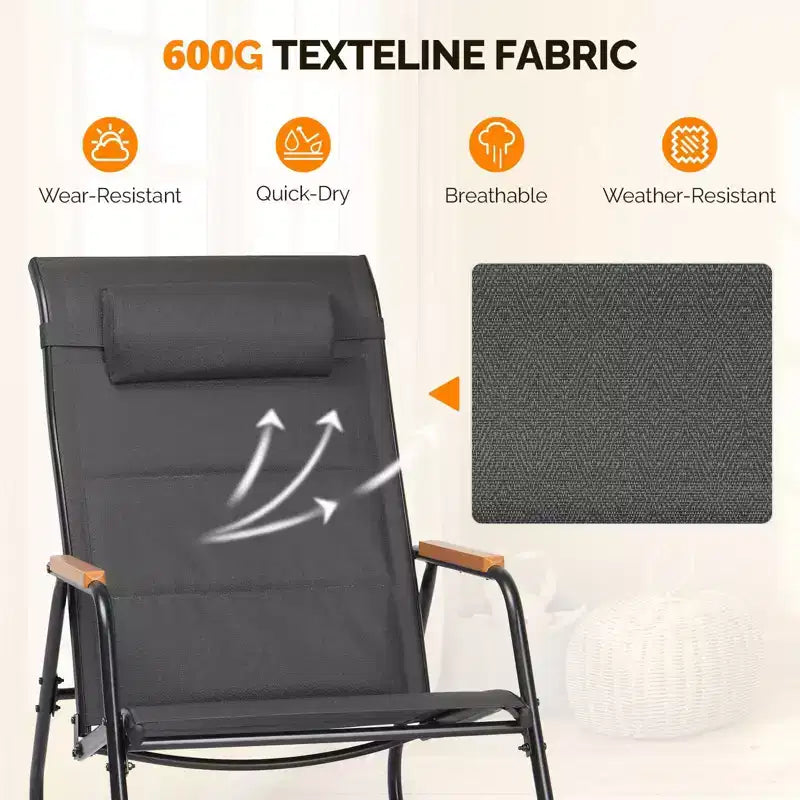 Karl Home | Teslin Patio Rocking Chair with Footrest and Head Pillow