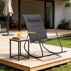 Karl Home | Teslin Patio Rocking Chair with Footrest and Head Pillow