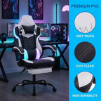Sedia Gaming LauKingdom con Poggiapiedi, Sedia Gamer Ergonomica con Schienale Alto, Poggiatesta e Supporto Lombare Regolabili, Stile Racing in Pelle PU per Ufficio e Casa