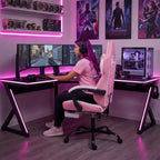 Sedia Gaming LauKingdom con Poggiapiedi, Sedia Gamer Ergonomica con Schienale Alto, Poggiatesta e Supporto Lombare Regolabili, Stile Racing in Pelle PU per Ufficio e Casa