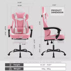 Sedia Gaming LauKingdom con Poggiapiedi, Sedia Gamer Ergonomica con Schienale Alto, Poggiatesta e Supporto Lombare Regolabili, Stile Racing in Pelle PU per Ufficio e Casa