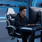 Sedia Gaming LauKingdom con Poggiapiedi, Sedia Gamer Ergonomica con Schienale Alto, Poggiatesta e Supporto Lombare Regolabili, Stile Racing in Pelle PU per Ufficio e Casa