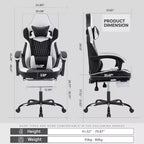 Sedia Gaming LauKingdom con Poggiapiedi, Sedia Gamer Ergonomica con Schienale Alto, Poggiatesta e Supporto Lombare Regolabili, Stile Racing in Pelle PU per Ufficio e Casa