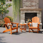 WestinTrends Highland 3-Piece Orange Adirondack Chair Set with Cup Holder and Table