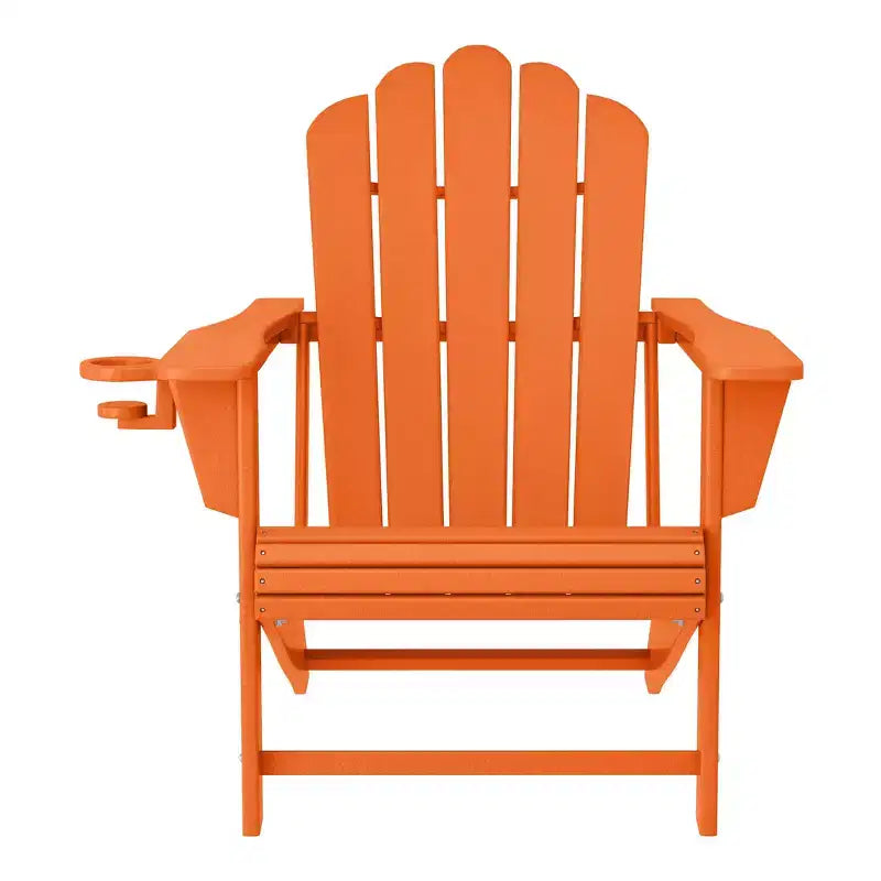 WestinTrends Highland 3-Piece Orange Adirondack Chair Set with Cup Holder and Table