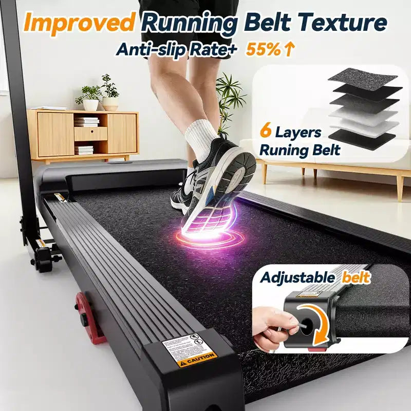 Tapis Roulant Inclinabile al 12% con Maniglia, Tapis Roulant Portatile da 3,45 HP per Casa, Tapis Roulant Pieghevole con Capacità di 154 kg, Tapis Roulant Silenzioso 3-in-1