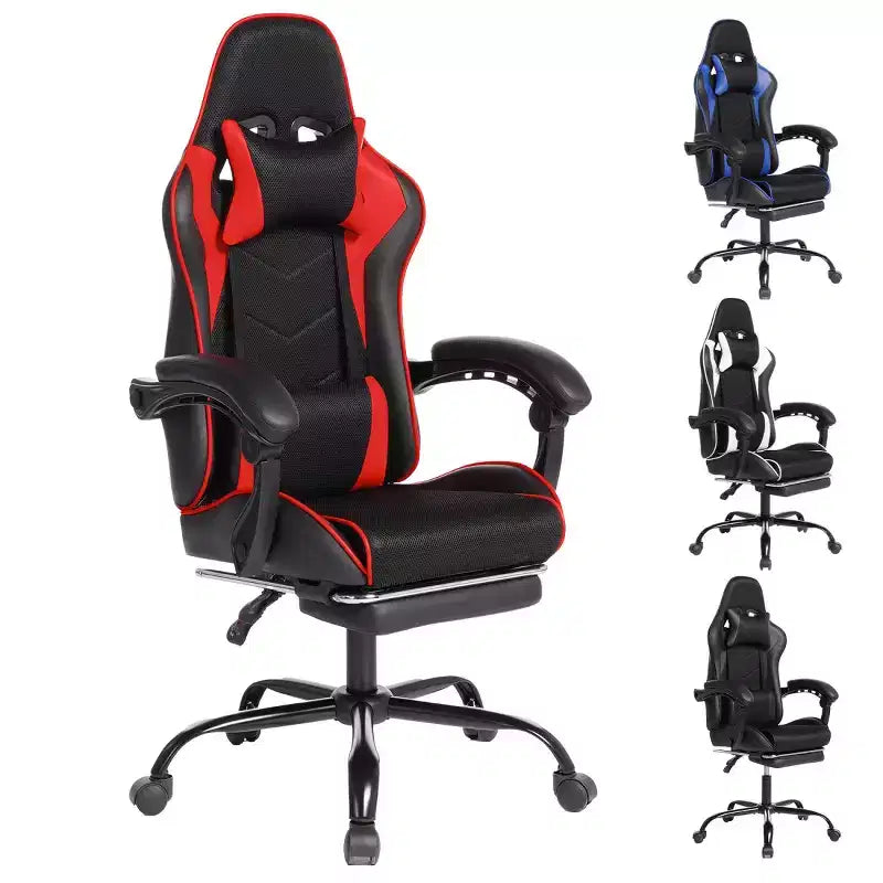 Sedia da Gaming in PU con Schienale Reclinabile e Poggiapiedi Estraibile, Sedia da Scrivania Girevole con Schienale Alto per Gamer e Ufficio-Panipeachy