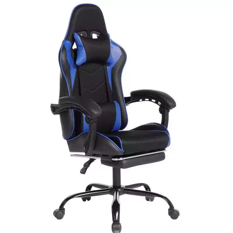 Sedia da Gaming in PU con Schienale Reclinabile e Poggiapiedi Estraibile, Sedia da Scrivania Girevole con Schienale Alto per Gamer e Ufficio-Panipeachy