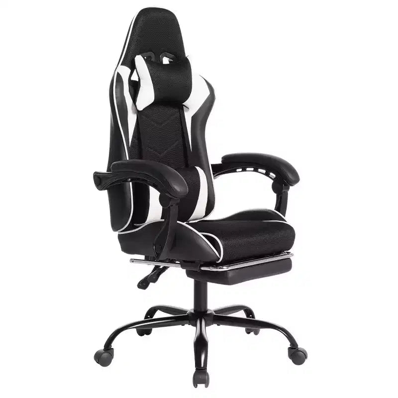 Sedia da Gaming in PU con Schienale Reclinabile e Poggiapiedi Estraibile, Sedia da Scrivania Girevole con Schienale Alto per Gamer e Ufficio-Panipeachy