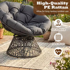 Gymax 360-DegreeSwivel Papasan Chair Round Wicker Lounge Chair w/Thick Cushion&Metal Frame