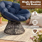 Gymax 360-DegreeSwivel Papasan Chair Round Wicker Lounge Chair w/Thick Cushion&Metal Frame
