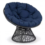 Gymax 360-DegreeSwivel Papasan Chair Round Wicker Lounge Chair w/Thick Cushion&Metal Frame